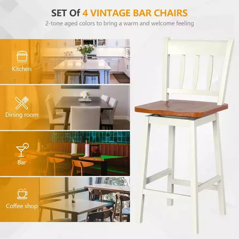 Bar Stool 24.5'' Swivel Counter Height Chair with Footrest