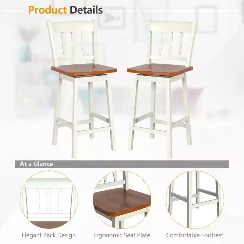 Bar Stool 24.5'' Swivel Counter Height Chair with Footrest