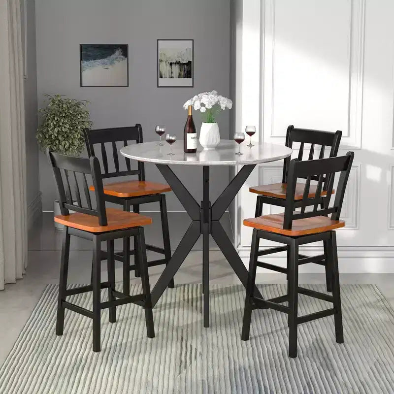Bar Stool 24.5'' Swivel Counter Height Chair with Footrest