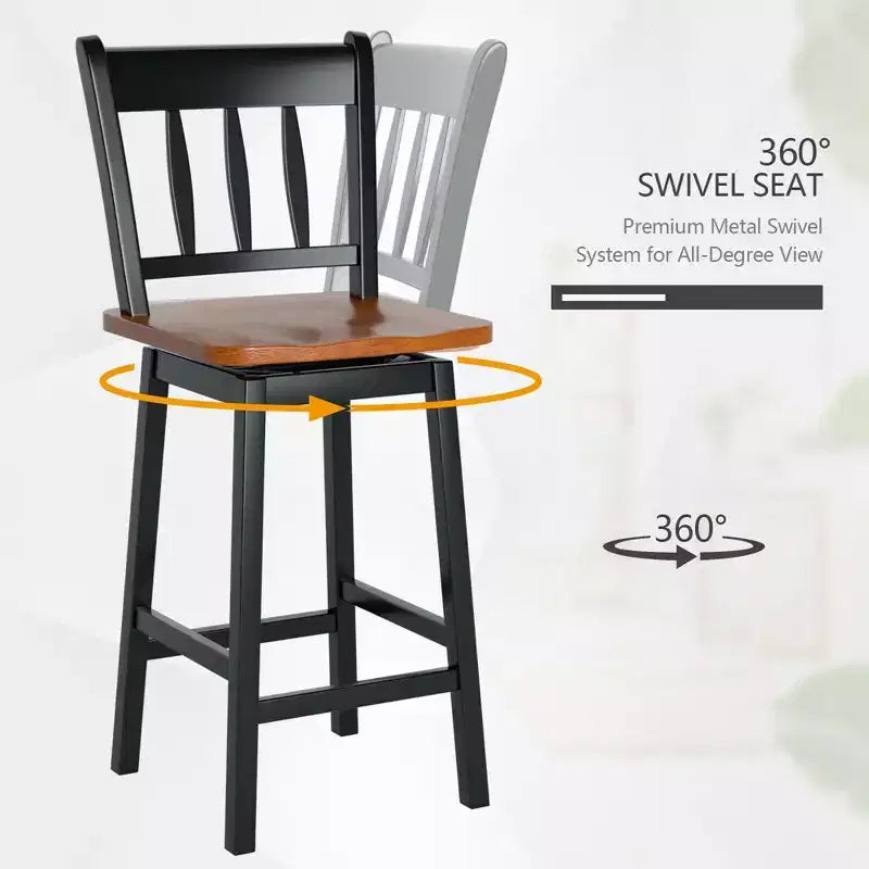Bar Stool 24.5'' Swivel Counter Height Chair with Footrest