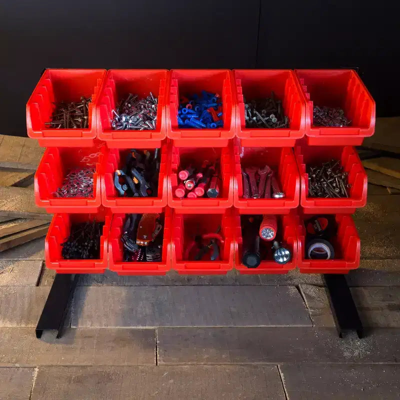 Organizzatore a 15 Scomparti - Robusto Acciaio al Carbonio con Cassetti Impilabili in Plastica per Utensili, Ferramenteria, Artigianato, Forniture per Ufficio e altro ancora da