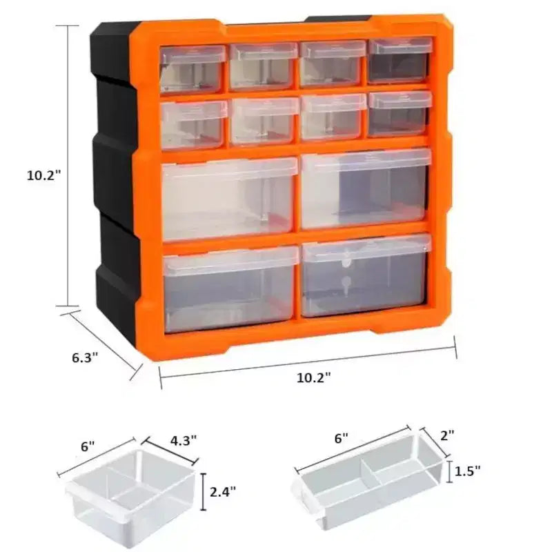 Mobiletto contenitore a 12 cassetti in plastica impilabile con organizzatore multi-scomparto per ferramenta, bricolage, bea