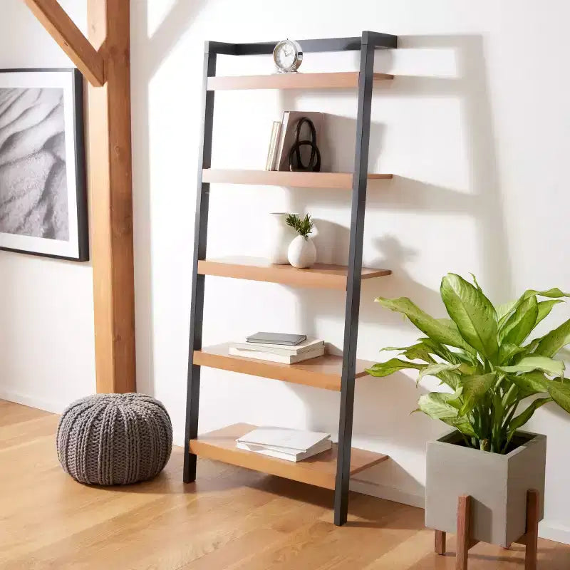 5 Tier Leaning Etagere Bookshelf