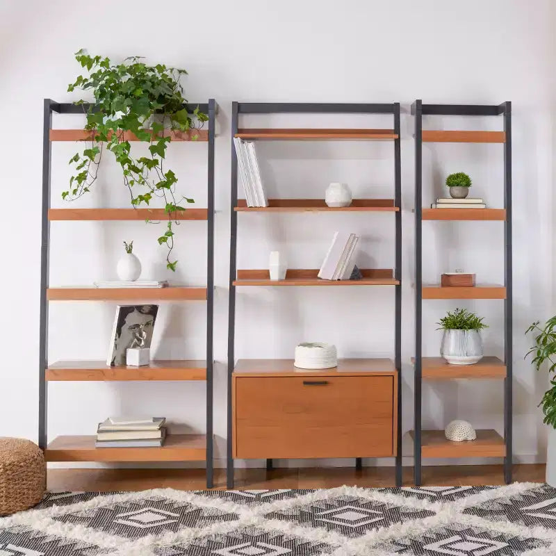 5 Tier Leaning Etagere Bookshelf