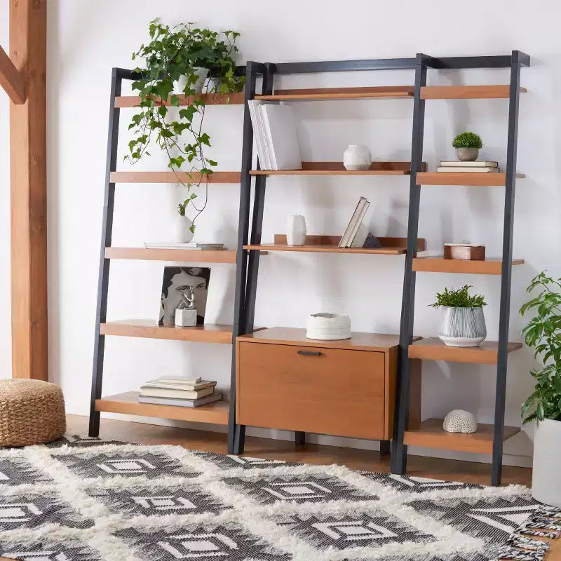 5 Tier Leaning Etagere Bookshelf