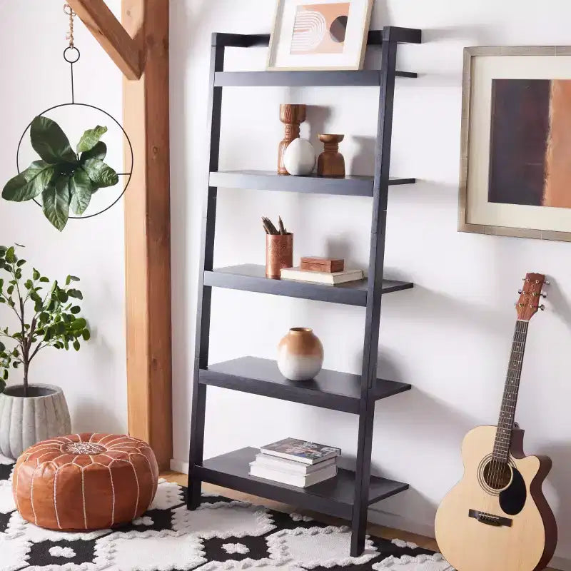 5 Tier Leaning Etagere Bookshelf