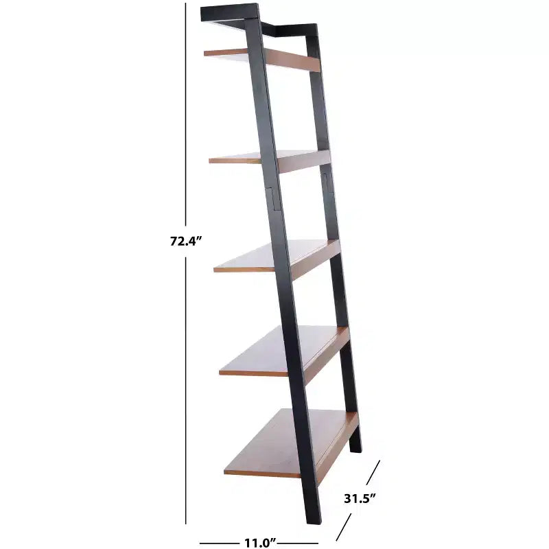 5 Tier Leaning Etagere Bookshelf