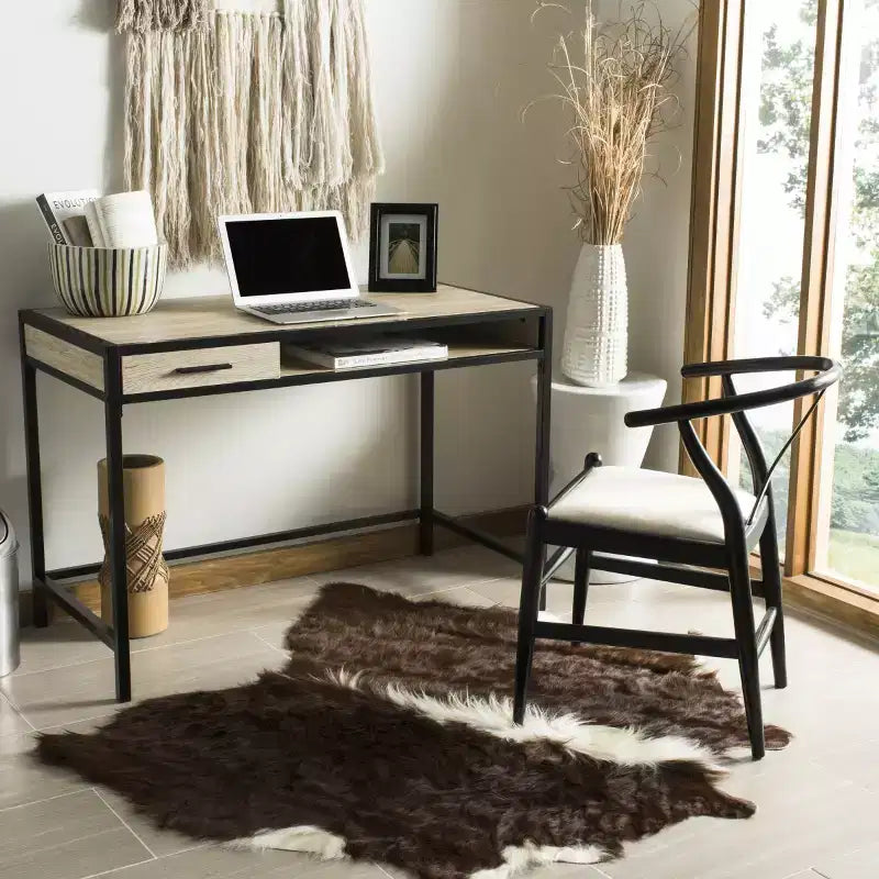 1 Drawer 1 Shelf Desk - Rustic Brown/Black